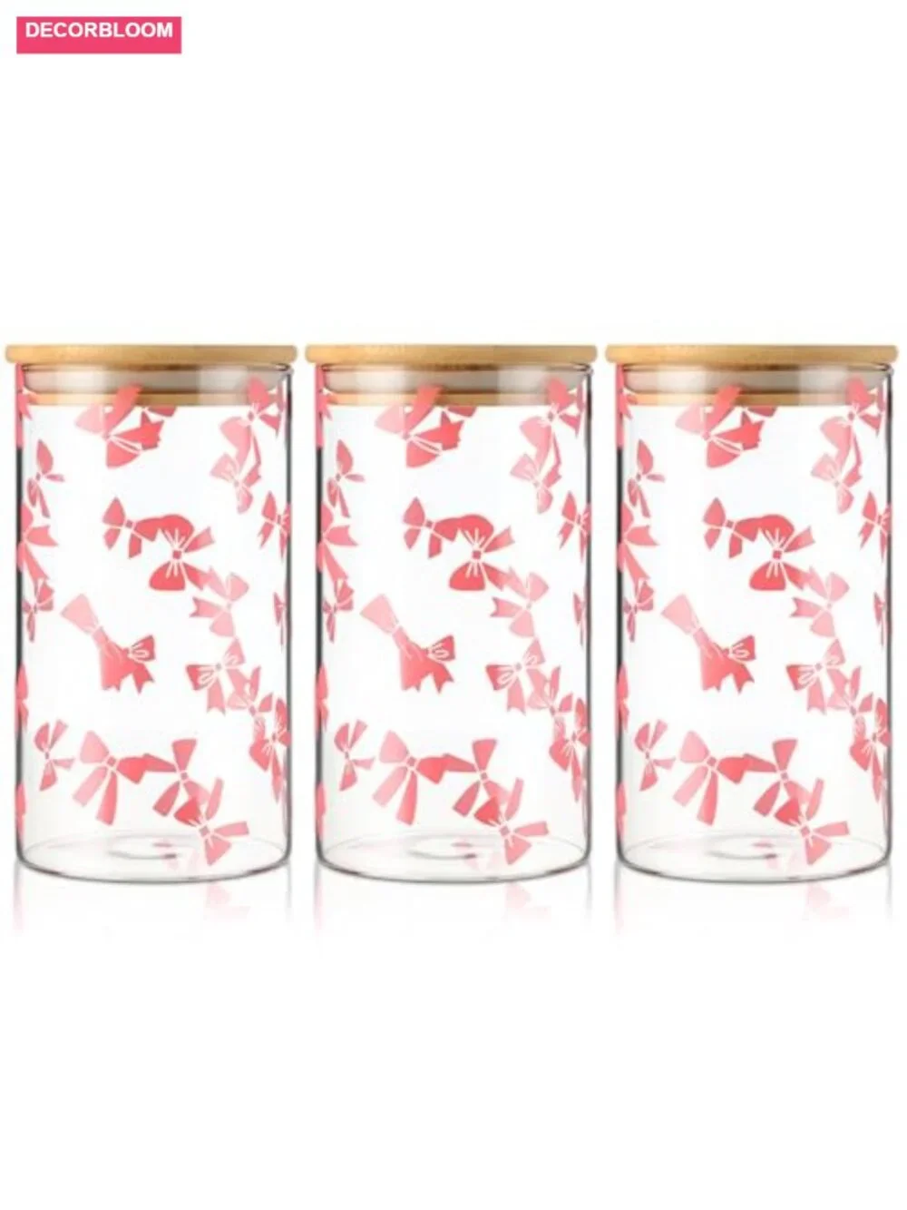 3 Pack Glass Storage Jars with Airtight Bamboo Lid 25 oz Cute Food Containers